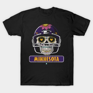 American Football - Minnesota Skull Football Gift T-Shirt